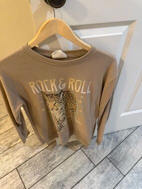 Kids Rock & Roll Leopard Graphic Long-Sleeve Top - Taupe